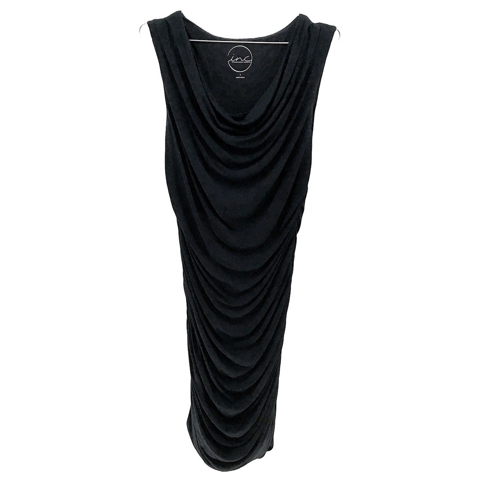 INC Ruched Cowl Neck Tank Bodycon Mini Dress •‎ Large • black